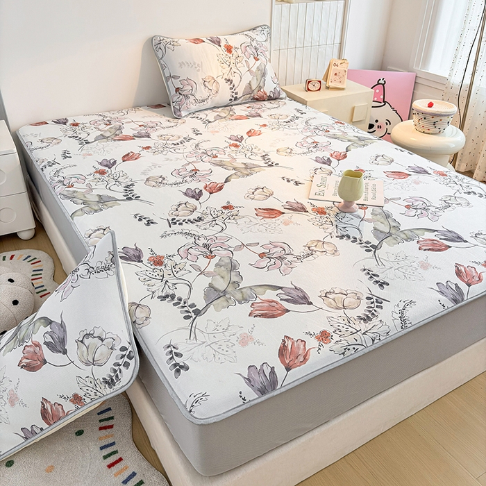 91家纺网 家纺一手货源 找家纺 小萌虎 2026新款碳光冰丝凉席床笠款拍法一 密语