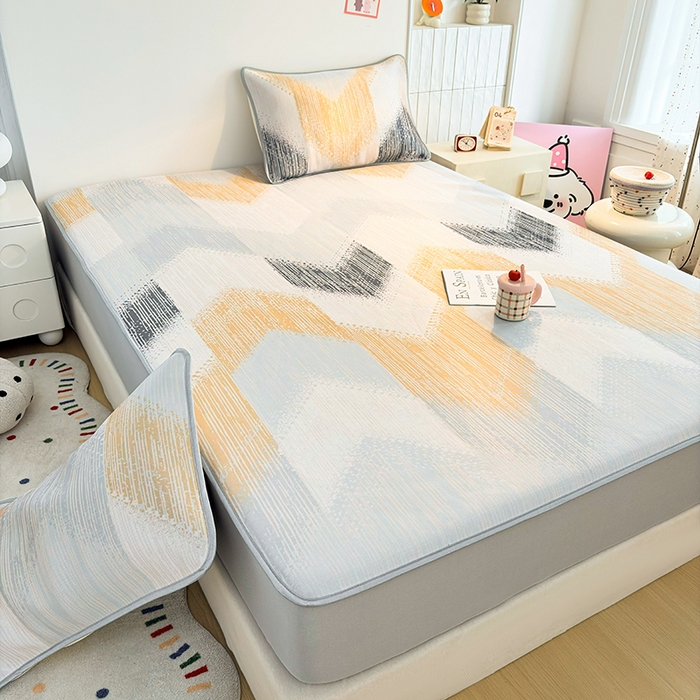 91家纺网 家纺一手货源 找家纺 小萌虎 2026新款碳光冰丝凉席床笠款拍法一 莫奈