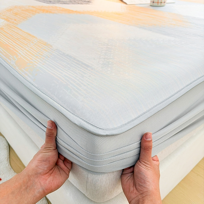 91家纺网 家纺一手货源 找家纺 小萌虎 2026新款碳光冰丝凉席床笠款拍法一 莫奈