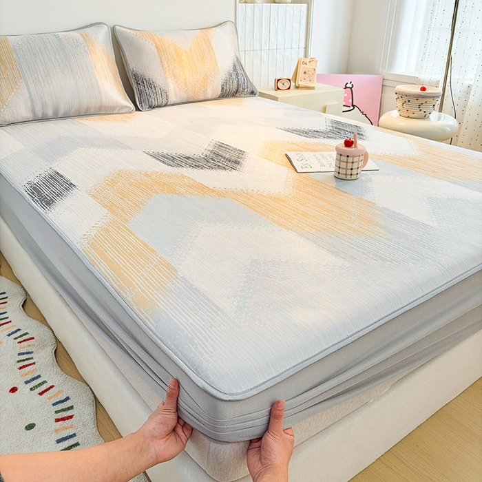 91家纺网 家纺一手货源 找家纺 小萌虎 2026新款碳光冰丝凉席床笠款拍法一 莫奈