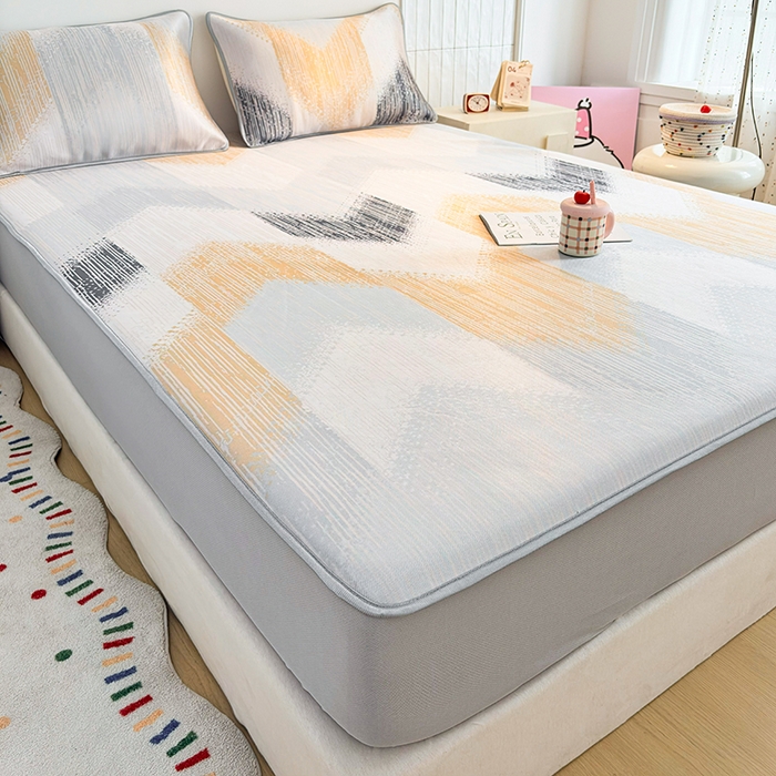 91家纺网 家纺一手货源 找家纺 小萌虎 2026新款碳光冰丝凉席床笠款拍法一 莫奈