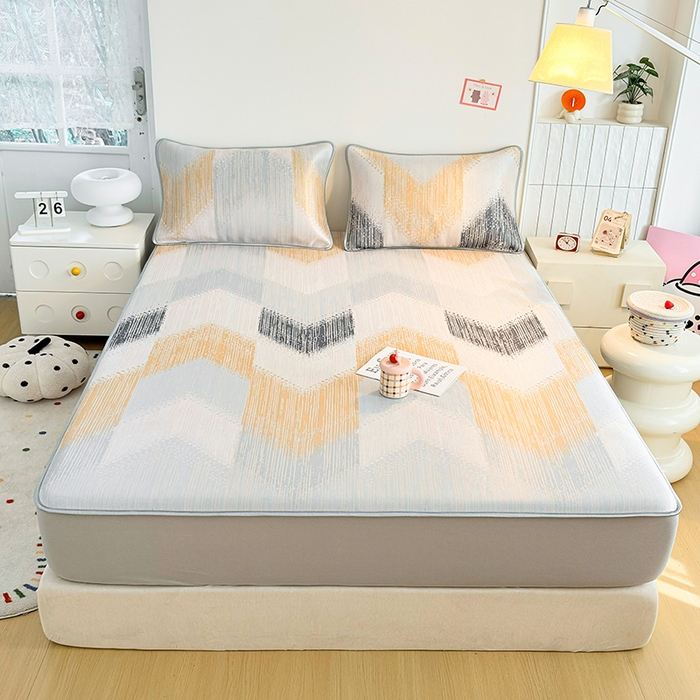 91家纺网 家纺一手货源 找家纺 小萌虎 2026新款碳光冰丝凉席床笠款拍法一 莫奈