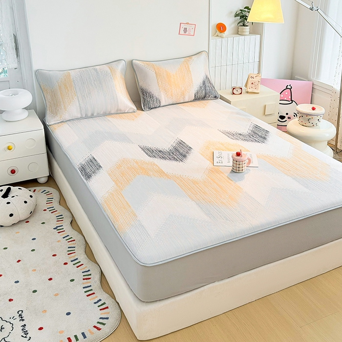 91家纺网 家纺一手货源 找家纺 小萌虎 2026新款碳光冰丝凉席床笠款拍法一 莫奈