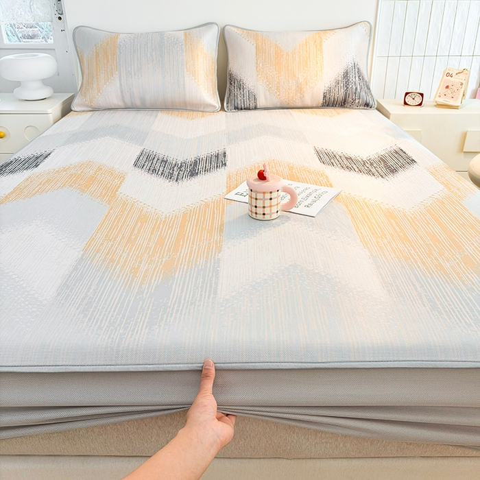 91家纺网 家纺一手货源 找家纺 小萌虎 2026新款碳光冰丝凉席床笠款拍法一 莫奈