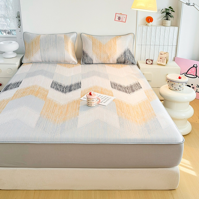 91家纺网 家纺一手货源 找家纺 小萌虎 2026新款碳光冰丝凉席床笠款拍法一 莫奈