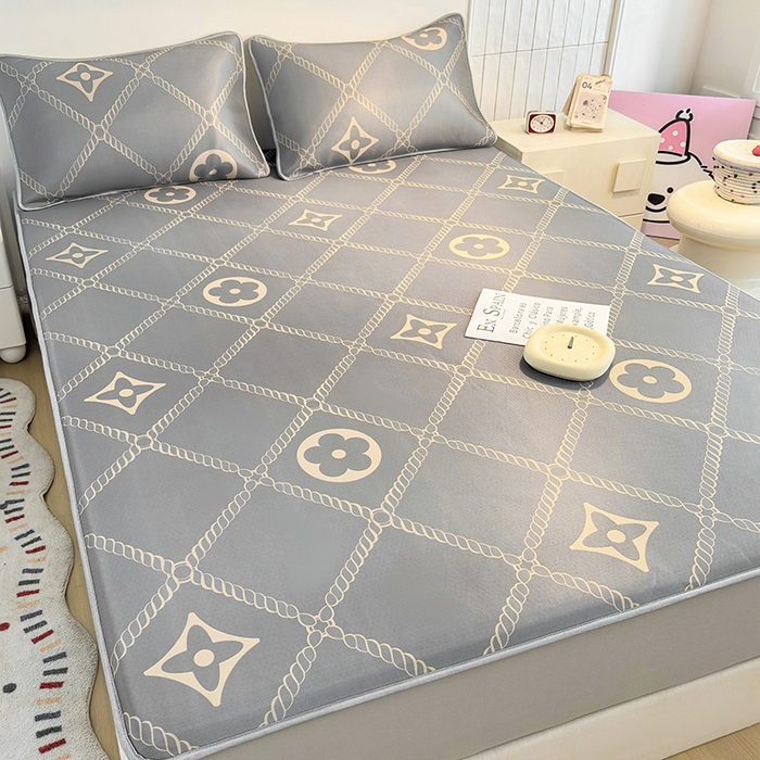 91家纺网 家纺一手货源 找家纺 小萌虎 2026新款碳光冰丝凉席床笠款拍法一 四叶草