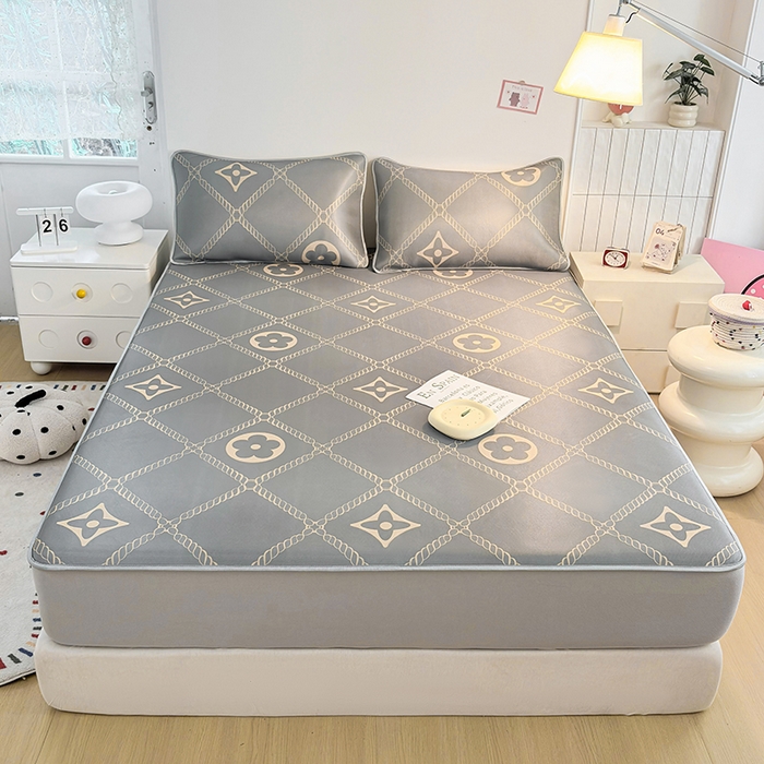 91家纺网 家纺一手货源 找家纺 小萌虎 2026新款碳光冰丝凉席床笠款拍法一 四叶草