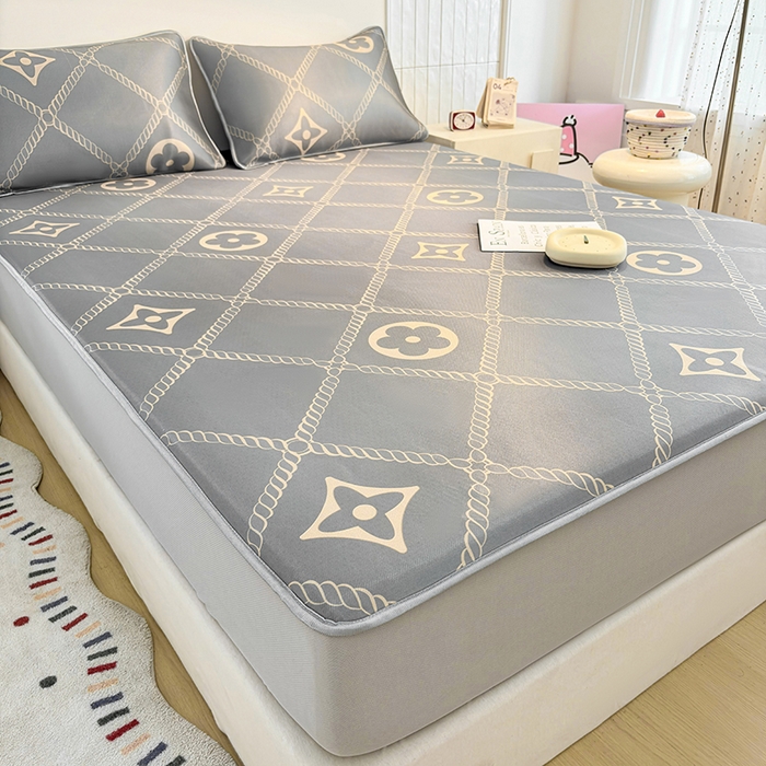 91家纺网 家纺一手货源 找家纺 小萌虎 2026新款碳光冰丝凉席床笠款拍法一 四叶草