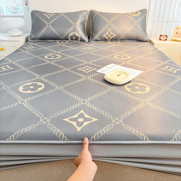 91家纺网 家纺一手货源 找家纺 小萌虎 2026新款碳光冰丝凉席床笠款拍法一 四叶草