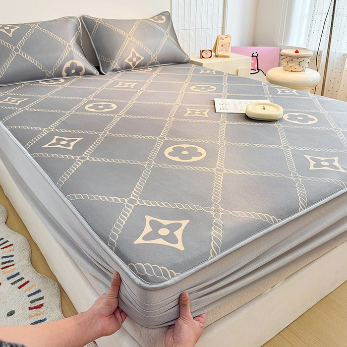 91家纺网 家纺一手货源 找家纺 小萌虎 2026新款碳光冰丝凉席床笠款拍法一 四叶草