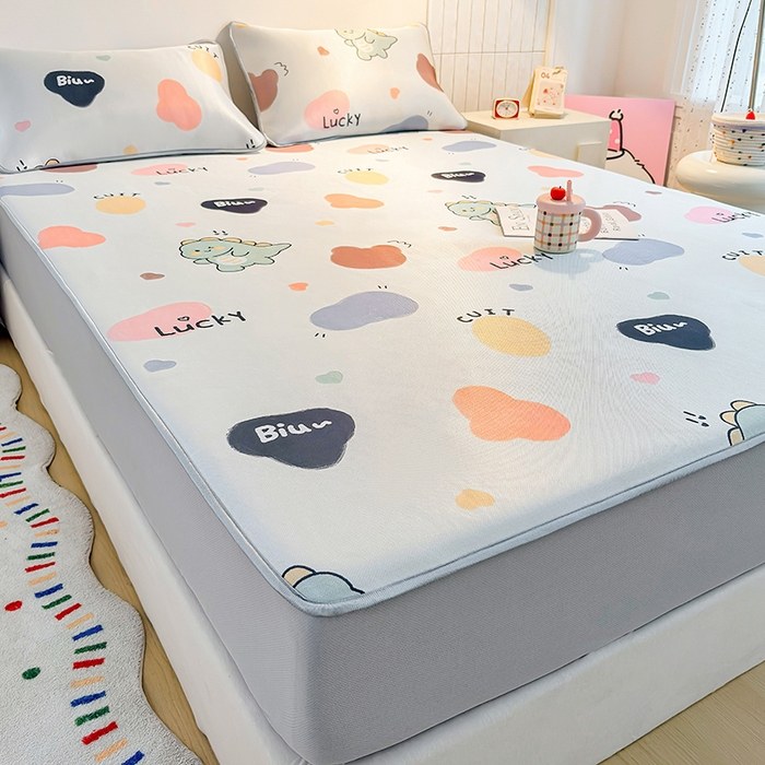 91家纺网 家纺一手货源 找家纺 小萌虎 2026新款碳光冰丝凉席床笠款拍法一 小恐龙