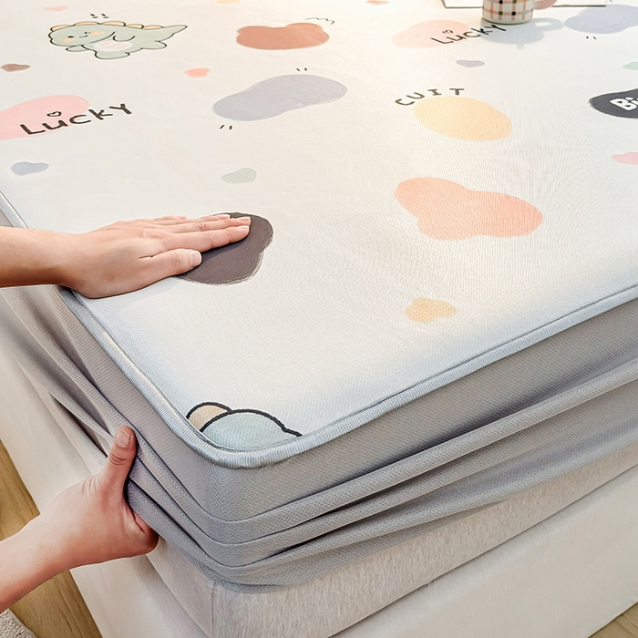 91家纺网 家纺一手货源 找家纺 小萌虎 2026新款碳光冰丝凉席床笠款拍法一 小恐龙