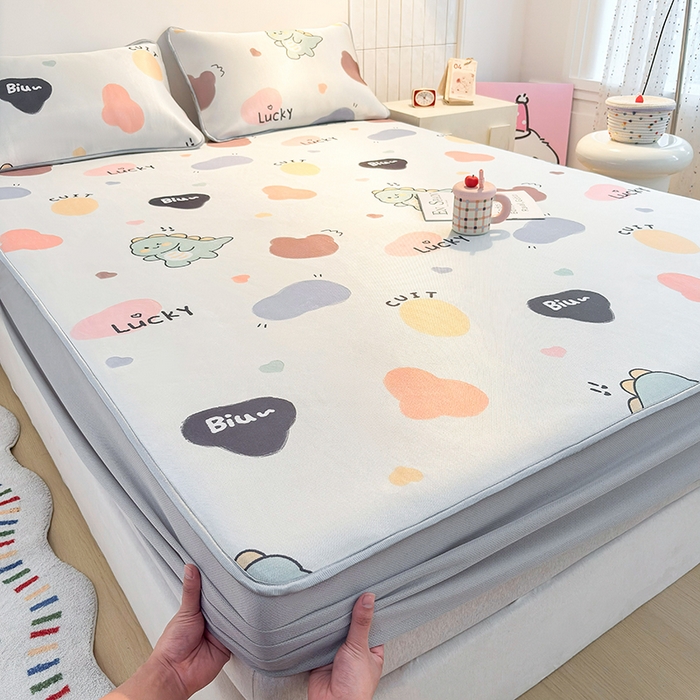 91家纺网 家纺一手货源 找家纺 小萌虎 2026新款碳光冰丝凉席床笠款拍法一 小恐龙