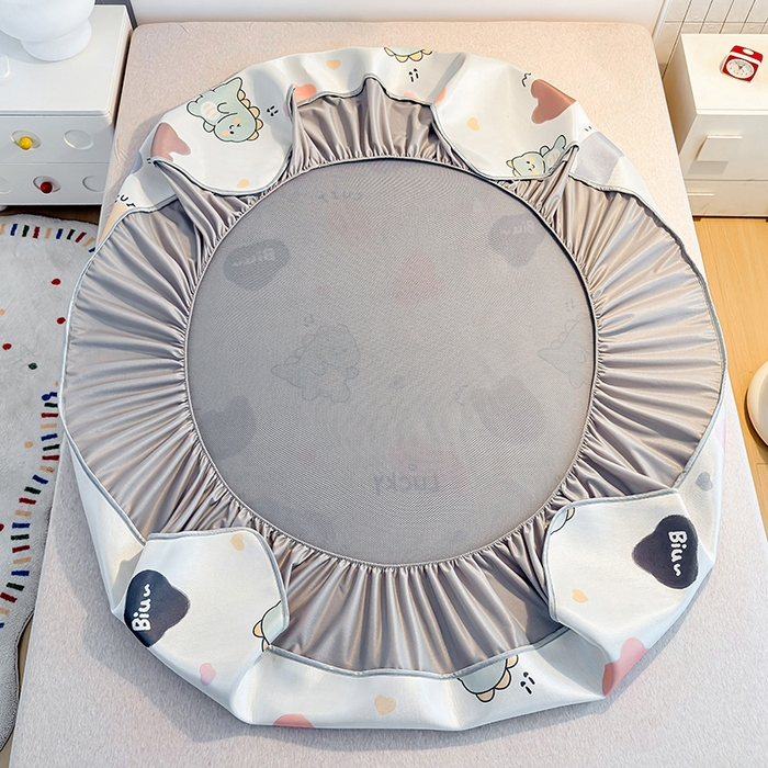 91家纺网 家纺一手货源 找家纺 小萌虎 2026新款碳光冰丝凉席床笠款拍法一 小恐龙