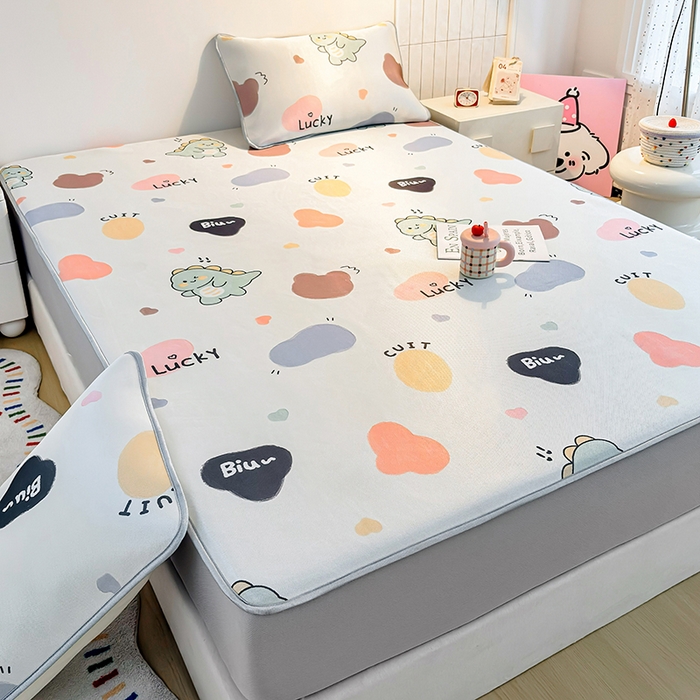 91家纺网 家纺一手货源 找家纺 小萌虎 2026新款碳光冰丝凉席床笠款拍法一 小恐龙