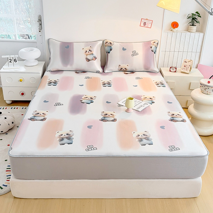 91家纺网 家纺一手货源 找家纺 小萌虎 2026新款碳光冰丝凉席床笠款拍法一 小熊猫