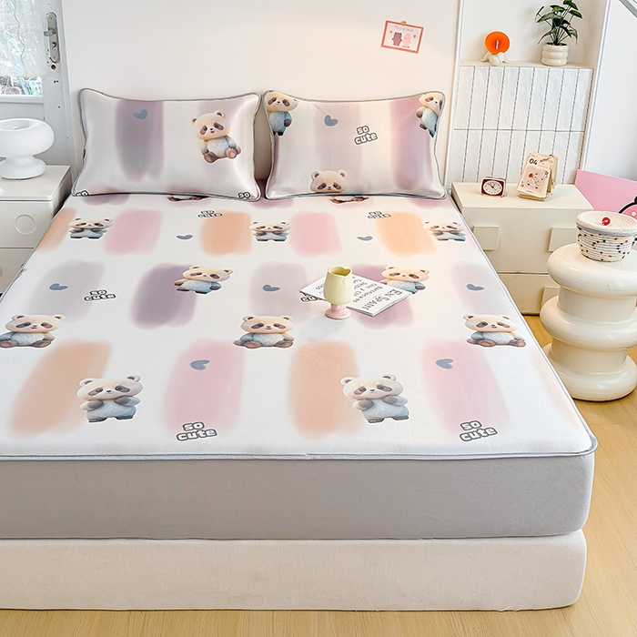 91家纺网 家纺一手货源 找家纺 小萌虎 2026新款碳光冰丝凉席床笠款拍法一 小熊猫