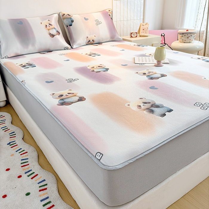 91家纺网 家纺一手货源 找家纺 小萌虎 2026新款碳光冰丝凉席床笠款拍法一 小熊猫