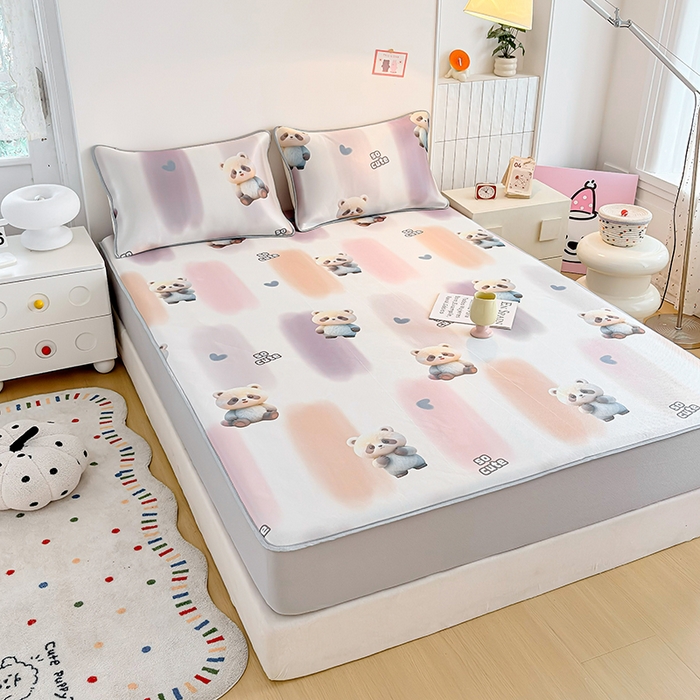 91家纺网 家纺一手货源 找家纺 小萌虎 2026新款碳光冰丝凉席床笠款拍法一 小熊猫