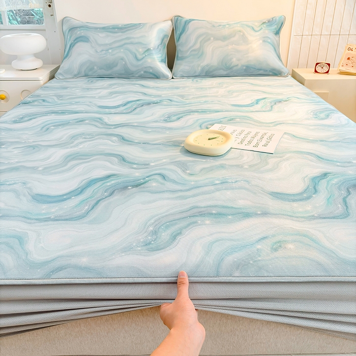 91家纺网 家纺一手货源 找家纺 小萌虎 2026新款碳光冰丝凉席床笠款拍法一 星空