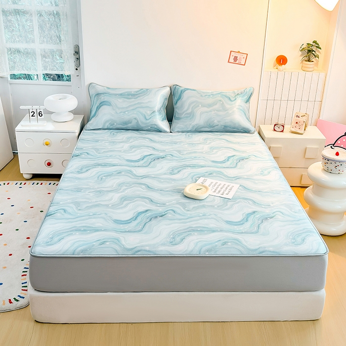 91家纺网 家纺一手货源 找家纺 小萌虎 2026新款碳光冰丝凉席床笠款拍法一 星空