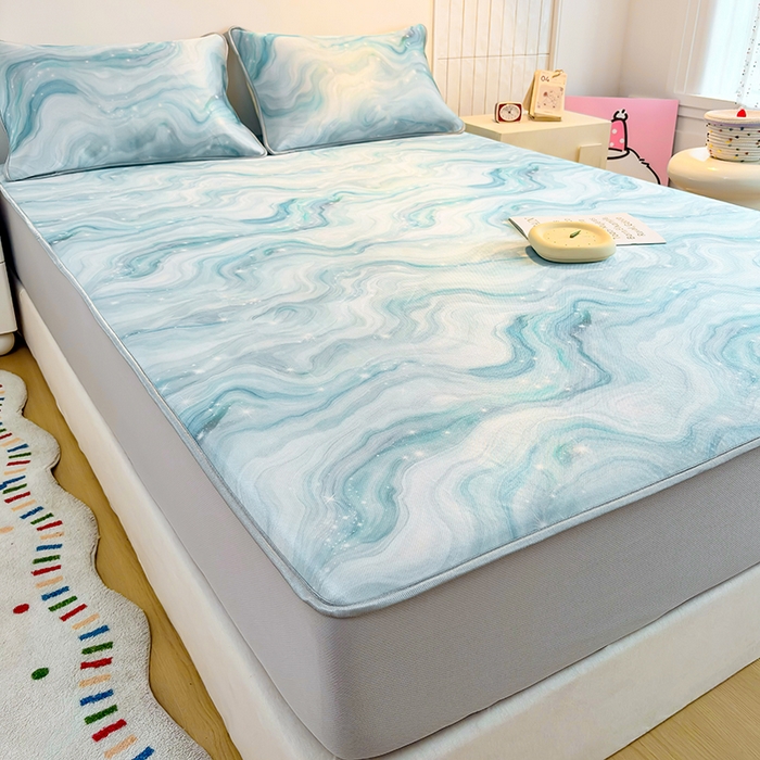 91家纺网 家纺一手货源 找家纺 小萌虎 2026新款碳光冰丝凉席床笠款拍法一 星空