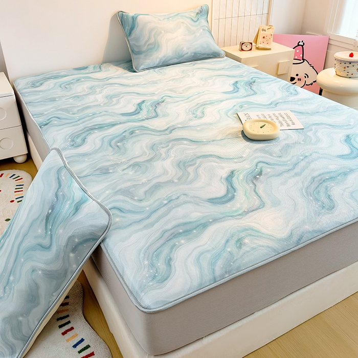 91家纺网 家纺一手货源 找家纺 小萌虎 2026新款碳光冰丝凉席床笠款拍法一 星空