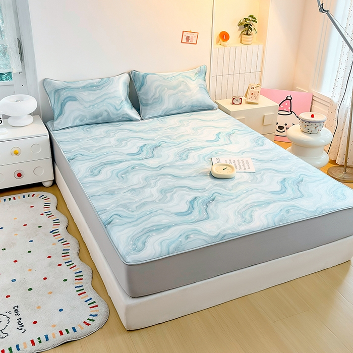 91家纺网 家纺一手货源 找家纺 小萌虎 2026新款碳光冰丝凉席床笠款拍法一 星空