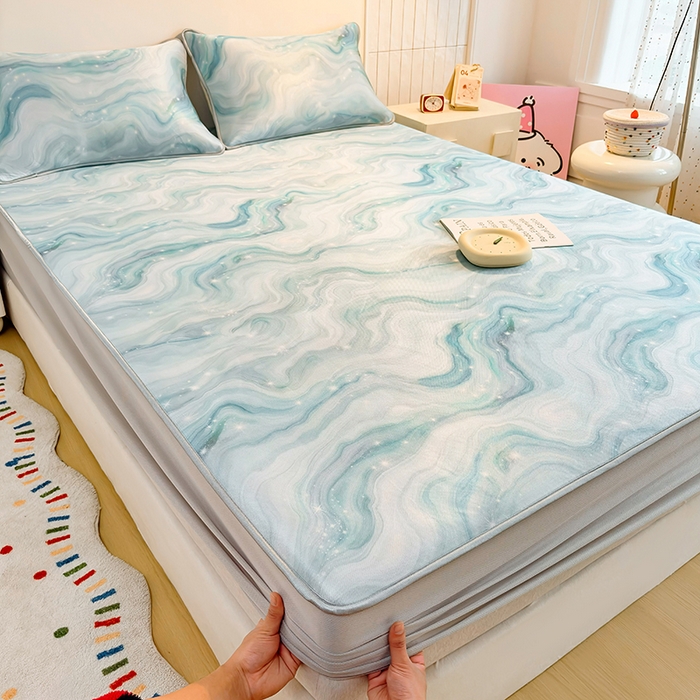 91家纺网 家纺一手货源 找家纺 小萌虎 2026新款碳光冰丝凉席床笠款拍法一 星空