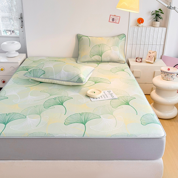 91家纺网 家纺一手货源 找家纺 小萌虎 2026新款碳光冰丝凉席床笠款拍法一 银杏叶