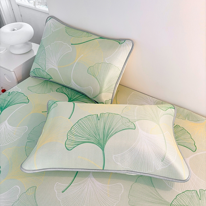 91家纺网 家纺一手货源 找家纺 小萌虎 2026新款碳光冰丝凉席床笠款拍法一 银杏叶