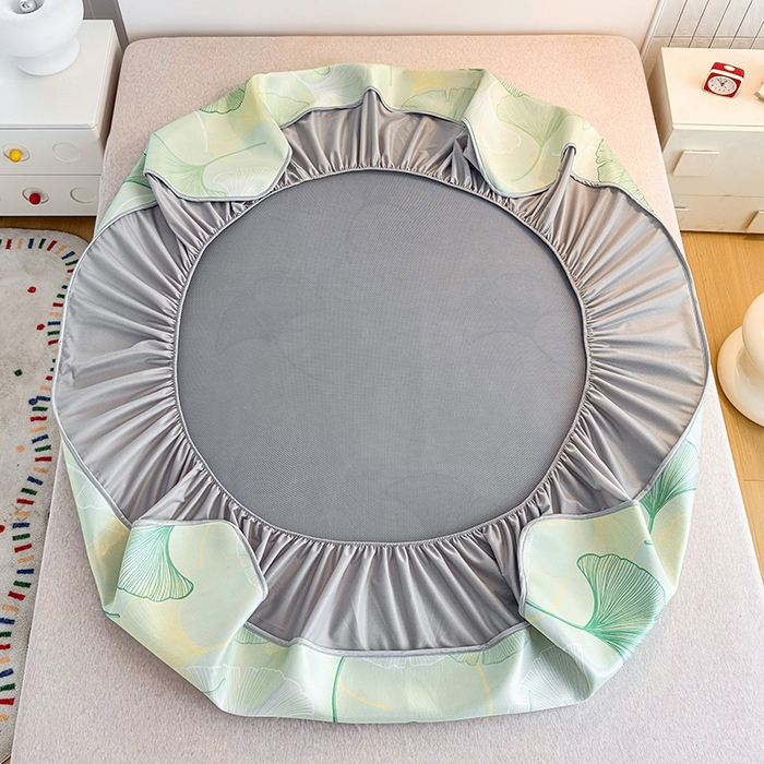 91家纺网 家纺一手货源 找家纺 小萌虎 2026新款碳光冰丝凉席床笠款拍法一 银杏叶