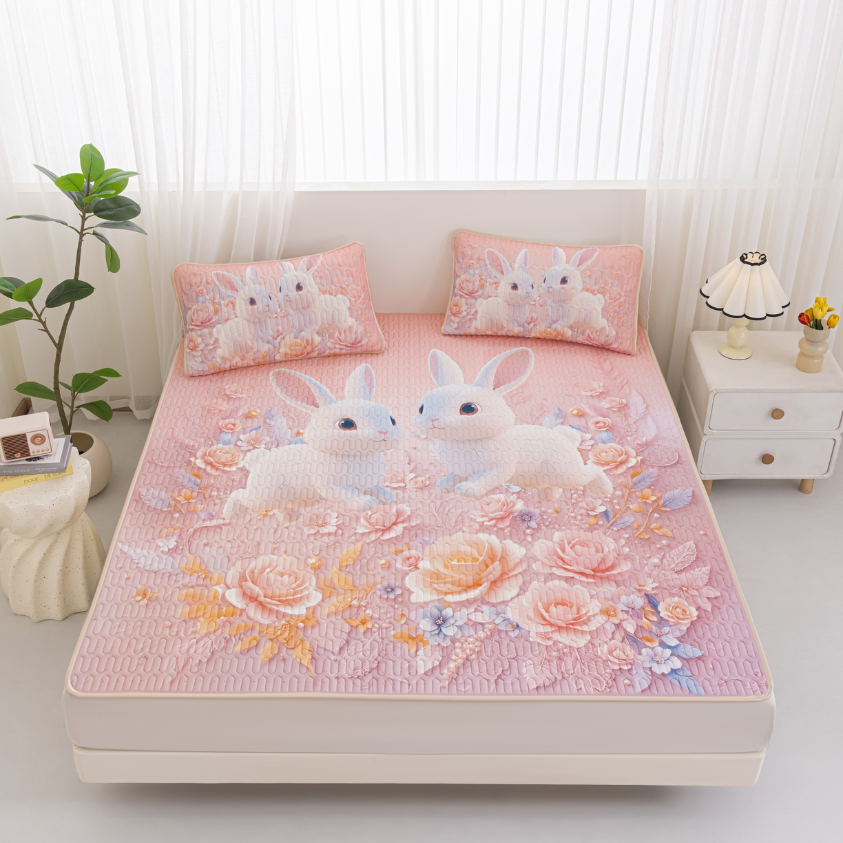 91家纺网 家纺一手货源 找家纺 （总）美丽折家纺 2026新款凉感丝乳胶凉席款 乳胶凉席三件套