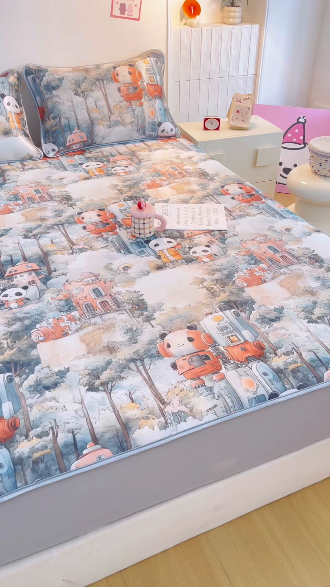 91家纺网 家纺一手货源 找家纺 小萌虎 2026新款碳光冰丝凉席床笠款拍法一 机器城堡