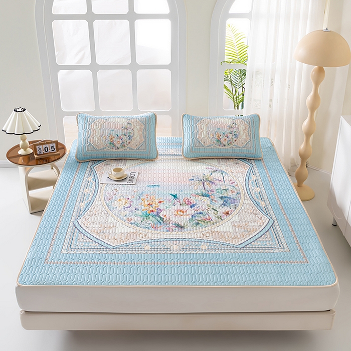 91家纺网 家纺一手货源 找家纺 （总）美丽折家纺 2026新款凉感丝乳胶凉席款 乳胶凉席三件套