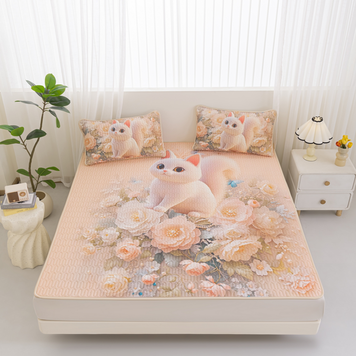 91家纺网 家纺一手货源 找家纺 （总）美丽折家纺 2026新款凉感丝乳胶凉席款 乳胶凉席三件套