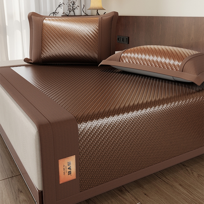 91家纺网 家纺一手货源 找家纺 人人爱家纺 2026新款夏季高端凉席竹席藤席 雅鹿棕色