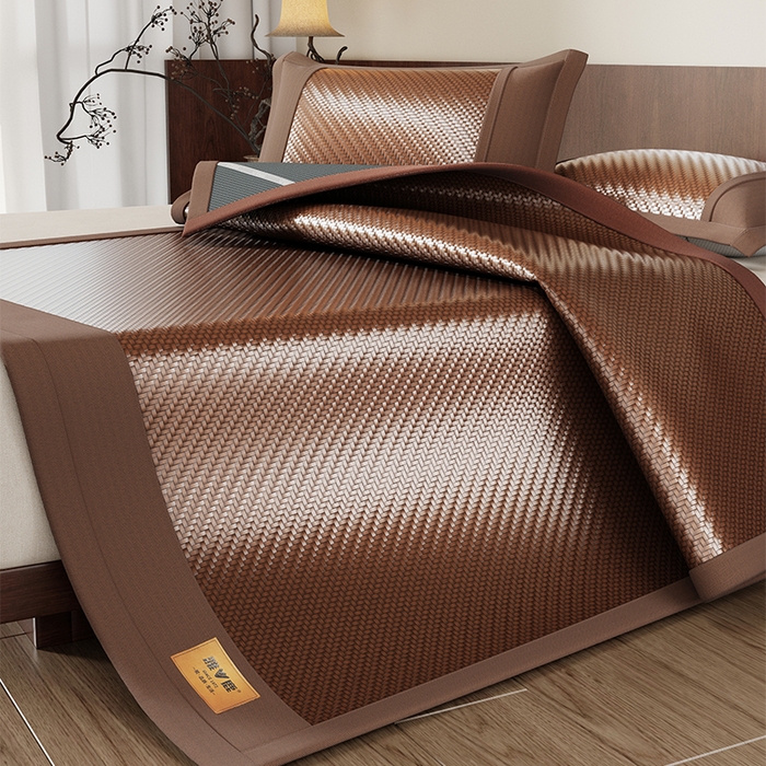 91家纺网 家纺一手货源 找家纺 人人爱家纺 2026新款夏季高端凉席竹席藤席 雅鹿棕色