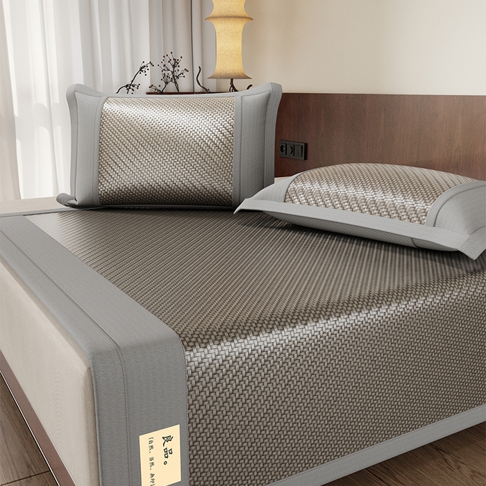 91家纺网 家纺一手货源 找家纺 人人爱家纺 2026新款夏季高端凉席竹席藤席 良品灰色