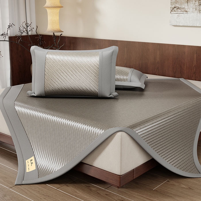 91家纺网 家纺一手货源 找家纺 人人爱家纺 2026新款夏季高端凉席竹席藤席 良品灰色