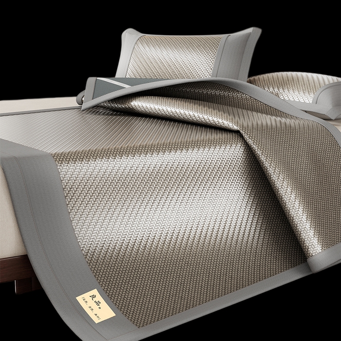 91家纺网 家纺一手货源 找家纺 人人爱家纺 2026新款夏季高端凉席竹席藤席 良品灰色