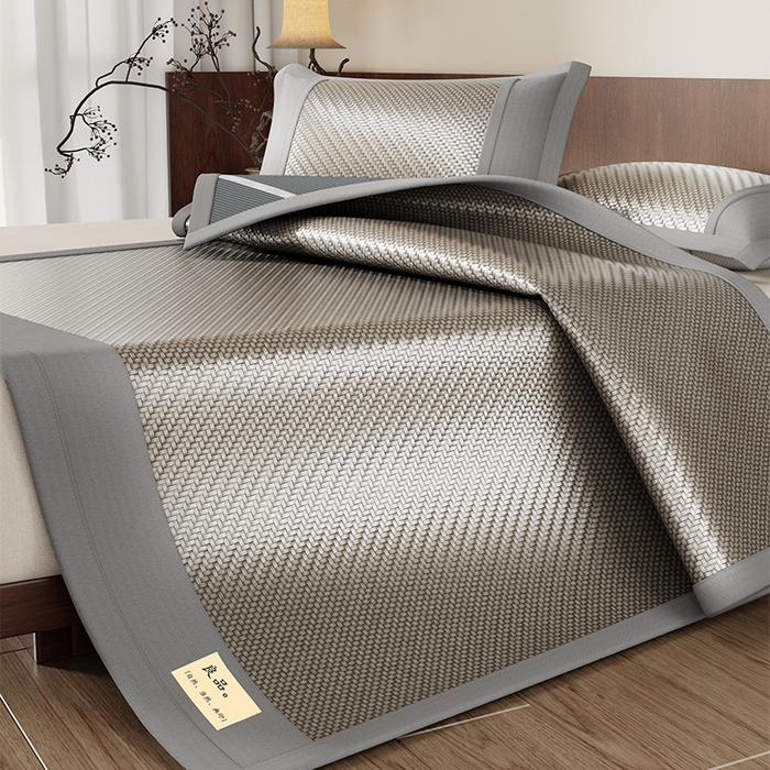 91家纺网 家纺一手货源 找家纺 人人爱家纺 2026新款夏季高端凉席竹席藤席 良品灰色