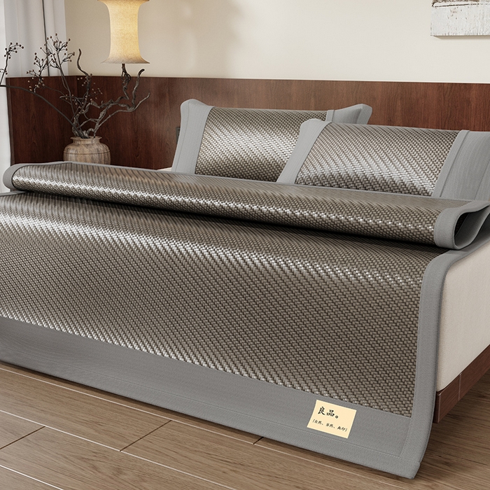 91家纺网 家纺一手货源 找家纺 人人爱家纺 2026新款夏季高端凉席竹席藤席 良品灰色