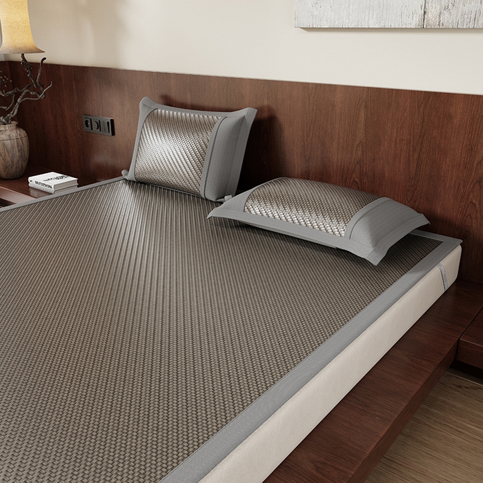 91家纺网 家纺一手货源 找家纺 人人爱家纺 2026新款夏季高端凉席竹席藤席 良品灰色