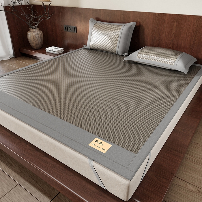 91家纺网 家纺一手货源 找家纺 人人爱家纺 2026新款夏季高端凉席竹席藤席 良品灰色