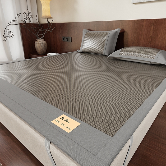 91家纺网 家纺一手货源 找家纺 人人爱家纺 2026新款夏季高端凉席竹席藤席 良品灰色