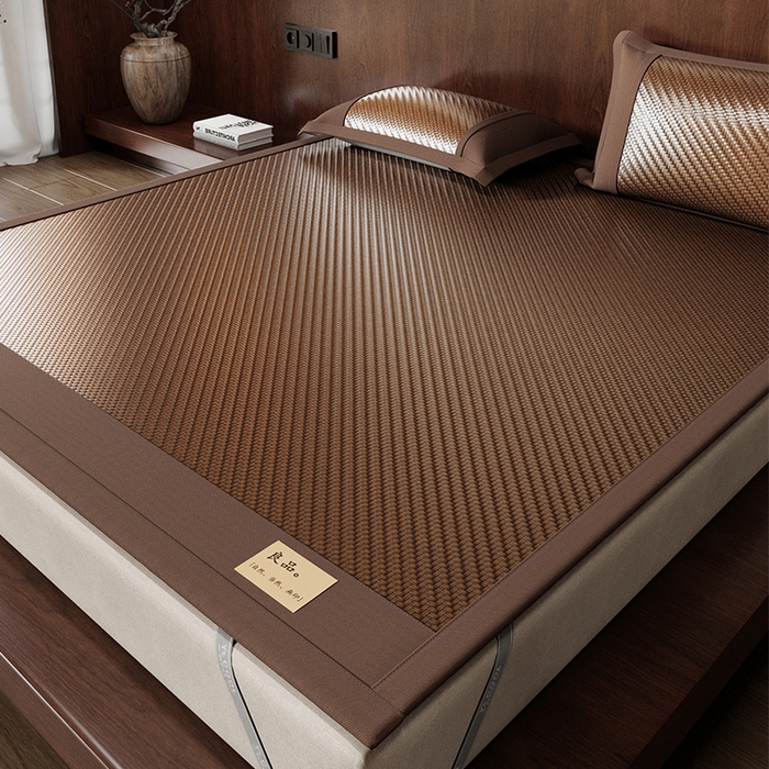 91家纺网 家纺一手货源 找家纺 人人爱家纺 2026新款夏季高端凉席竹席藤席 良品棕色