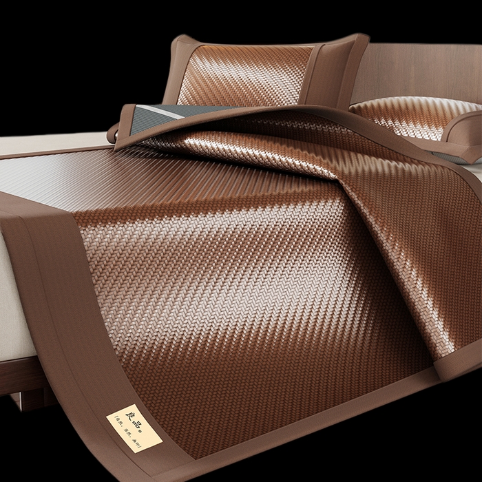 91家纺网 家纺一手货源 找家纺 人人爱家纺 2026新款夏季高端凉席竹席藤席 良品棕色