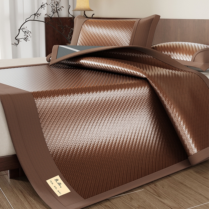 91家纺网 家纺一手货源 找家纺 人人爱家纺 2026新款夏季高端凉席竹席藤席 良品棕色