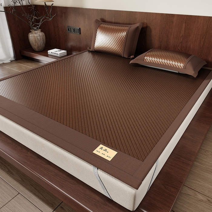 91家纺网 家纺一手货源 找家纺 人人爱家纺 2026新款夏季高端凉席竹席藤席 良品棕色